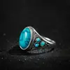 Anillo de Piedra Preciosa Retro de Venta Caliente Europea y Americana Anillo de Turquesa Natural Anillo de Aleación Metálica Accesorios de Joyería
