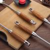 Espátula de Aço Inoxidável 304 com Cabo de Madeira de Pera, Conjunto de 6 Peças para Cozinha, Colher de Sopa, Pegador de Macarrão, Espátula para Fritar, Espátula Grande para Peixe, Cabo Longo, Antiderrapante
