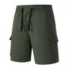 Exclusivos Transfronterizos S-3XL Talla Europea Pantalones Cortos de Trabajo para Hombre, Modernos de Color Sólido Casual con Múltiples Bolsillos de Cinco Puntos, Artículo de Venta Caliente