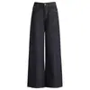 Jeans de Mezclilla Azul Oscuro de Cintura Alta Pierna Ancha para Mujer Otoño 2025 Nuevos Retro Perezosos Relajados de Pierna Recta Largos hasta el Suelo