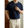Camiseta Versátil Respirável de Verão Algodão de Fibra Longa de Xinjiang Camiseta Masculina de Manga Curta Verão Algodão Puro Liso Respirável Camiseta Curta