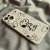Funda de Teléfono de Cachorro de Dibujo Lineal Simple para iPhone AIR, Estilo Pareja Blanco y Negro, Funda de TPU a Prueba de Golpes con Borde Recto