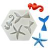 Molde de Silicone Estrela do Mar Cavalo-Marinho Cauda de Peixe Tamanho Oceano para Decoração de Bolo de Chocolate Fondant