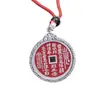 Colgante de moneda Shangui hecho de plata tibetana, colgante de moneda de cinabrio estilo chino vintage, accesorio de collar de hebilla de paz retro