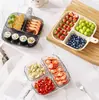 Bandeja de Servir Compartimentada para Uso na Cozinha, Bandeja de Armazenamento de Temperos para Gengibre e Alho, Prato Multifuncional para Separar Frutas, Bandeja de Preparo de Alimentos