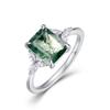 Anillo Geométrico Verde Musgo Simple Europeo y Americano Transfronterizo Moda Femenina Personalizado Plata 925 Ágata con Hierba Acuática