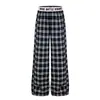 Pantalones Casuales de Pierna Ancha a Cuadros Retro Americano Nuevos Primavera 2026 para Mujer Sueltos Adelgazantes Versátiles Largos Envío Directo de Fábrica