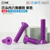 Tornillo de Cabeza Cilíndrica con Hexágono Interior Aleación de Aluminio Anodizado Morado Tornillo de Cabeza Avellanada M3-M6 Equipo de Automatización Anticorrosión