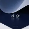 Pendientes de gancho curvo de plata pura S999 para mujer, Pendientes pequeños y delicados de corazón simples, Joyería amigable con las orejas, Disponibles para venta al por mayor y dropshipping