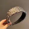 Diadema Ancha Estilo Coreano con Estampado de Leopardo para Mujer, Diadema Retro de Moda de Gama Alta con Corona Alta