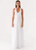 Vestido de Cetim de Cor Sólida Sem Mangas com Decote em V Feminino 2025 Verão Novo Sexy Alça Decotada Slim-fit