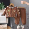 Conjunto de Ropa de Otoño para Niños Estilo Nuevo Conjunto de Dos Piezas con Camisa de Cremallera de Manga Larga para Bebés y Niños Ropa Elegante para Bebés