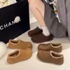 Zapatos Birkenstock Retro para Mujer Otoño Invierno Nuevo Estilo Popular Totalmente Cubiertos Con Forro Polar Cálidos Zapatos de Algodón Suela Gruesa Botas de Nieve