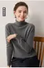 100% Cachemir Otoño/Invierno Nuevo Estilo Corto Ajuste Holgado Mujer Cuello Alto Color Sólido Versátil Capa Base Punto Jersey Suéter