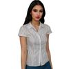 Camisa Polo Elegante Sencilla de Comercio Exterior con Diseño Único Rayas de Nicho Botones Cintura Adelgazante Top para Mujer