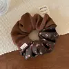 Scrunchie Retro Floral Pequeño Suave para Cola de Caballo Doble Color Banda Elástica para el Cabello para Mujeres Estilo Otoño e Invierno de Gama Alta