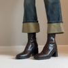 Botas Curtas Minimalistas de Salto Alto para Mulheres, Versáteis Retrô, Saltos Grossos Silenciosos, Botas Slim Confortáveis para o Dia a Dia de Mulheres