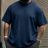 Camiseta Preta Pesada de Manga Curta para Homens, Camiseta Básica Solta Gola Redonda Estilo Americano, Camiseta Lisa de Cor Sólida Tamanho Grande Venda por Atacado de Fábrica