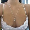 Venta directa de fábrica, collar con colgante de cerradura tridimensional simple, creativo, de nueva moda, transfronterizo europeo y americano, suministro de joyería