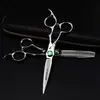 Tijeras de Peluquería Estilo Piedra Preciosa Verde de 6.0 pulgadas, Tijeras para Cortar el Cabello, Tijeras Planas, Tijeras para Flequillo, Tijeras Dentadas, Tijeras Dentadas Sin Costura Estilo Espina de Ciervo