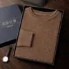 Suéter de Cachemira para Hombre, Nuevo Estilo Otoño e Invierno, Manga Larga, Cuello Redondo, Tejido de Panal, Engrosado, Tejido de Lana