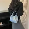 Bolso pequeño súper popular para el trabajo, nuevo de verano 2026 para mujer, patrón tejido de nicho, bolso cruzado de hombro único tipo cubo
