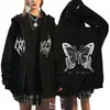 Moletom com Capuz e Zíper Borboleta Diablo Hip-Hop Gótico Harajuku Y2k Masculino e Feminino Jaqueta Suéter Harajuku