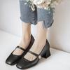 Zapatos Mary Jane para Mujer 2026 Primavera y Otoño Nuevo Estilo Tacón Grueso Zapatos de una Sola Tira Poco Profundos Punta Cuadrada Tacones Altos Cheongsam Hanfu