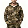 Moletom com capuz e estampa de camuflagem estilo europeu e americano transfronteiriço, manga longa, moda casual esportiva, blusa de moletom, vestuário masculino