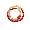 Pulseira de Areia Imperial com Círculo Duplo de Conteúdo Médio Pulseira Dupla de Areia Vermelha Pulseira Multijoia de Areia de Cristal Fonte de Fornecimento ao Vivo Atacado