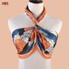 Novo Estilo de Primavera Elegante Lenço Estampado Floral Decorativo Proteção Solar Lenço de Cabeça Lenço de Seda Quadrado de Seda Espelhada 90 Venda por Atacado