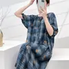 Camisón de verano de algodón y seda, bonito y holgado, para primavera y otoño, fino, de algodón artificial, de manga corta, talla grande