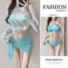 2025 Nuevo Traje de Baño Bikini Dividido para Mujer Deseo Puro Resort Aguas Termales Bikini Blusa Manga Larga Traje Protección Solar