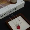 Estilo Idéntico de Bloggera Ins Coreana Fresco Corazón de Melocotón Pequeño Collar de Plata Personalizado con Cadena Corazón de Cristal Collar Colorido Moderno