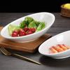 Huiyouda Bol de Cerámica Bol Grande Bol para Ensalada de Frutas Bol Inclinado Hotel Ktv Plato para Snacks con Forma de Barco Porcelana Chaozhou