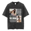 Camiseta de Merchandising de la Gira del Álbum Greedy de Tate Mcrae Unisex Moda Retro Lavada Manga Corta Camiseta Oversize