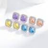 Transmissão ao vivo popular pedra preciosa colorida diamante de alto carbono corte flor de gelo quadrado princesa conjunto de embalagem anel brincos colar pulseira ouro real galvanizado