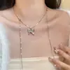 Collar de Mariposa con Cordón Deslizante Ajustable, Cadena de Clavícula de Plata con Borla de Perla de Lujo Ligero de Nicho para Mujeres, Estilo Ins