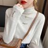 Camiseta Básica de Cuello Alto Derong para Mujer en Otoño e Invierno, Ropa Interior Cálida, Diseño que Afina la Figura, Camiseta de Manga Larga con Cuello de Felpa