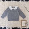 Suéter de Punto para Bebé Niña Otoño e Invierno Cutemily Cuello Yuanbao Suéter para Bebé Niña Cuello Redondo Lana Hueca Suéter Fino para Poner Debajo