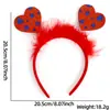 Diadema Corazón Rojo Día de San Valentín Accesorio para el Cabello Fiesta Navideña Decoración para Fotos Atrezo Diadema de Plumas en Forma de Corazón