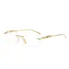 Gafas de sol metálicas sin montura de borde cortado Gafas de sol decorativas de guepardo Gafas de sol retro color té Protección solar Protección UV Gafas de sol fotocromáticas