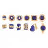 Pedras Lapidadas Soltas de Lápis Lazúli Acessórios para Pulseira de Joias DIY Prata 925 Banhada a Ouro Acessórios Semi-Acabados de Jade