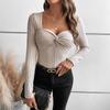 Top sexy de fondo para mujer europeo y americano transfronterizo 2014 invierno nuevo Amazon Joker camiseta de cuello cuadrado francés para mujer