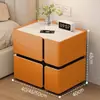 Mesita de noche Inteligente Simple Moderna Multifuncional con Carga Inalámbrica Altavoz Luz Lujo Dormitorio Uso en Casa Gabinete de Noche de Madera Maciza