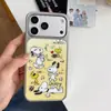 Funda creativa de dibujos animados de perro con marco plateado para iPhone 18, adecuada para iPhone 16/17 Pro, 15 Pro Max, funda de pareja para mujer 14