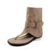 Botas de Verano de Moda y Elegantes~2025 Sandalias de Cuña Alta con Hebilla de Cuero y Punta Descubierta para Pernera de Pantalón para Mujer