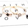 Pulsera de moda coreana directa de fábrica, pulsera sencilla de oro rosa con trébol de cuatro hojas de la suerte, pulsera abierta versátil y popular