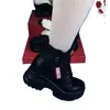 Botas Martin de Cuero Suave para Mujer 2026 Botas de Nieve de Invierno con Algodón Extra Cálido Botas de Algodón Suela Gruesa Tacón Oculto Botas Cortas Zapatos de Algodón