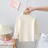 Suave e Ceroso Roupas de Outono e Inverno Meninas Suéter de Malha com Borda de Orelha de Madeira Suéter Love de Bebê Suéter Básico para Meninas Top Infantil